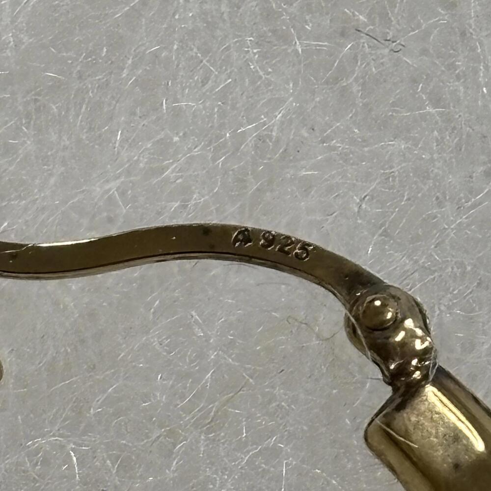 Vintage gold tone sterling hoop earrings - Picture 2 of 3